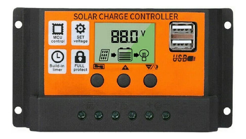 Controlador Carga Painel Solar Joyfox Usb Lcd 12/24v 40a Pwm