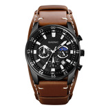 Reloj Pulsera Hombre Gadnic Cuero Resistente Al Agua