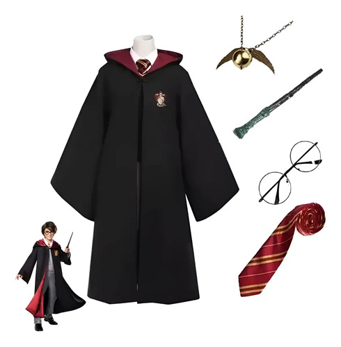 Disfraz Harry Potter Ravenclaw Griffindor Cosplay Juego De Hogwarts Disfraces Capa Bordada + Corbata + Collar + Varita Magica + Gafas 5 Piezas Niños | Meses sin interés
