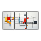 240x120cm Set 3 Lienzos Figuras Geométricas Estilo Mondrian