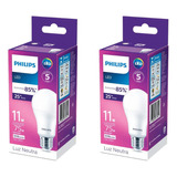 2x Lampada Led Bulbo Bolinha 11w-eq 75w 4000k Neutro 1018l