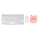 Pack Teclado Y Mouse Levo + Audífonos Lhotse Rm7 Pro Rosado