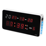 Reloj Led Digital Pared Mesa Hora Fecha Alarma Usb 5v Luz