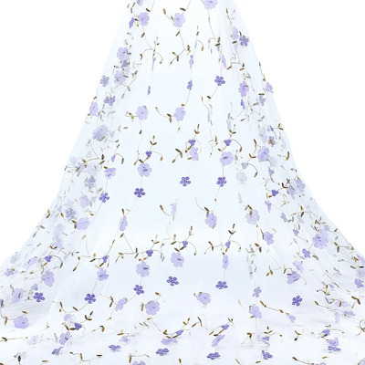 Tela De Encaje Con Diseño Floral, 6 Yardas, Color Lila | Envío gratis