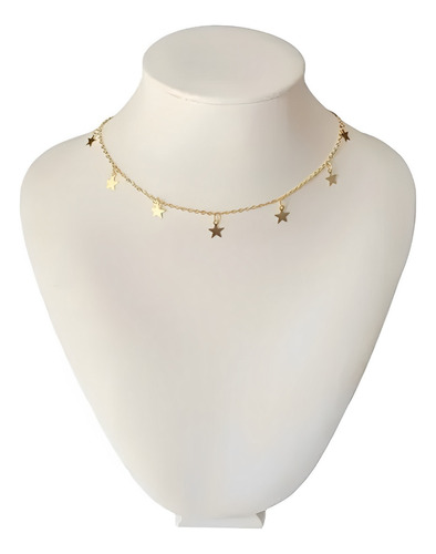 Colar Gargantilha Choker Estrelinhas Folheado A Prata 925