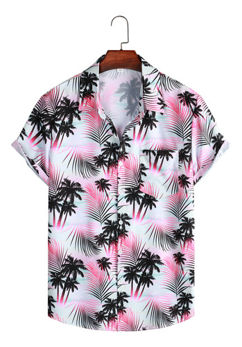 Camisa Hawaiana Casual Estampada De Manga Corta Para Playa