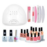 Kit Gelish 12pz Lámpara Base Top Limas Aceite Cutícula 