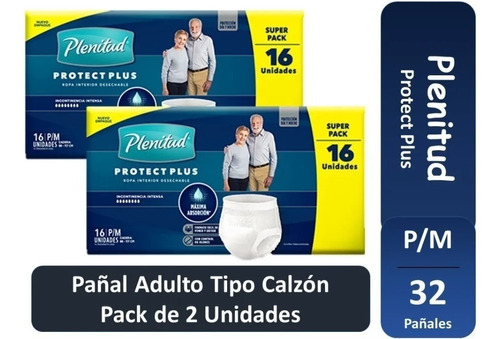 Pañal Adulto Calzón Plenitud Protect Plus  Pack De 2 P/m