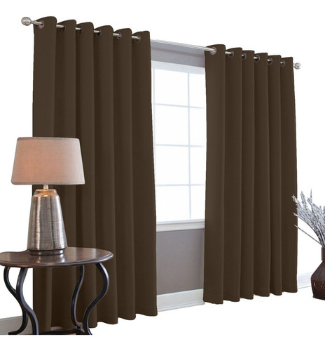 Cortinas Blackout Melocotton - Color Chocolate - 275cm De Ancho X 215cm De Alto En 2 Páneles - Aislamiento Térmico , Reduce El Ruido Exterior , Cortinas Opacas Con Ojales , Lavable En Casa