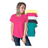 Kit 5 Blusinhas Feminina Camiseta Algodão