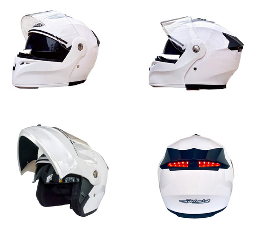 Casco Abatible Para Motociclista Con Luz Led Certificado