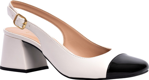 Sapato Social Feminino Scarpin Boneca Slingback Salto Bloco