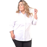 Kit 2 Camisete Manga Curta Social Formal Feminina Plus Size 