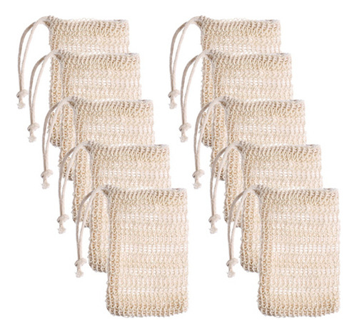 Pacote De 20 Sacos De Sabão De Malha De Sisal Com Cordão