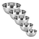 Kit Com 5 Tigelas Bowls Em Aço Inox De Excelente Qualidade