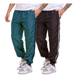 Kit 2 Calça Masculina Tactel Punho Jogger