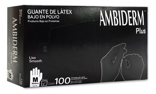 Guante De Latex Liso Mediano Negro Plus Pack Con 200 Piezas
