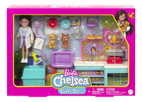 Muñeca Barbie Chelsea Set De Juego Veterinaria Mattel -lanús