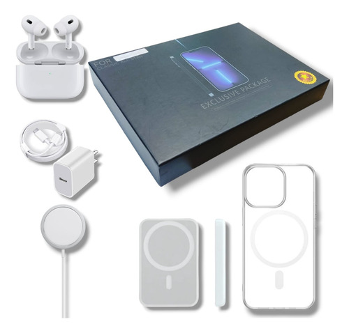 6kit Cargador Inalambrico Magsafe 35w Para iPhone + Audifono