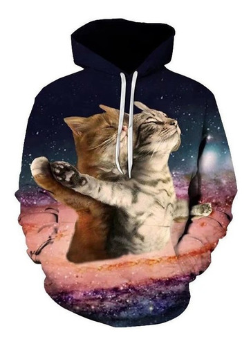 Sudadera Lindo Patrón De Dibujo Gato Pareja Abrazo Romántico