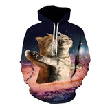 Sudadera Lindo Patrón De Dibujo Gato Pareja Abrazo Romántico