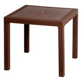 Mesa 81x81cm Para Cozinha Varanda Marrom Rattan Decorativa