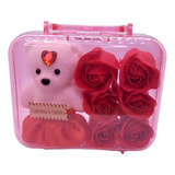 Caixa Presente Com Urso Rosas Para Banheira Sabão Namorados