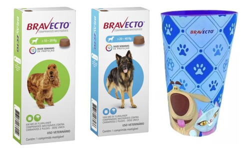 Combo Bravecto Antipulga Carrapato 1 - 10a 20kg 1 -20a40kg