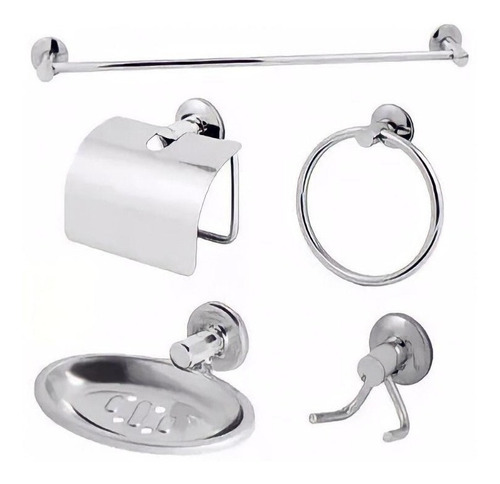 Conjunto Acessório Para Banheiro Inox 05 Peças 