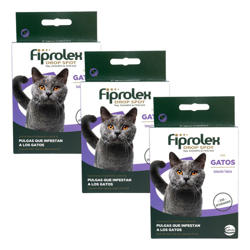 Fiprolex Gato 3 Pack Antipulgas Dorso Pet