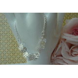 Pulseira Feminina Flores Rosas Folheada A Prata 950 Linda!