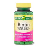 Biotina 10.000 Mcg Spring Valley 120 Softgels -importada Eua