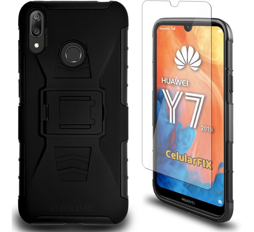 Funda Protector P/ Huawei Y7 2019 Uso Rudo + Mica Cristal