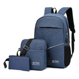 Kit Mochila Bolso X3 Urbana Porta Notebook Usb Y Auricular