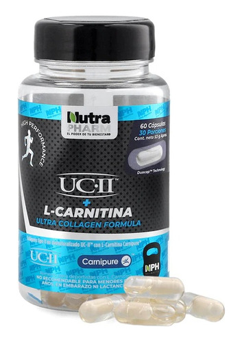 Colágeno Ucii + L- Carnitina 60 Caps. Nutrapharm. Agronewen Sabor Sin Sabor