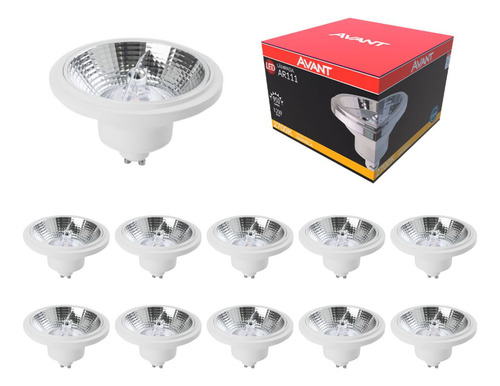 Kit 10 Lâmpadas Led Ar111 12w 2700k Gu10 24° - Avant