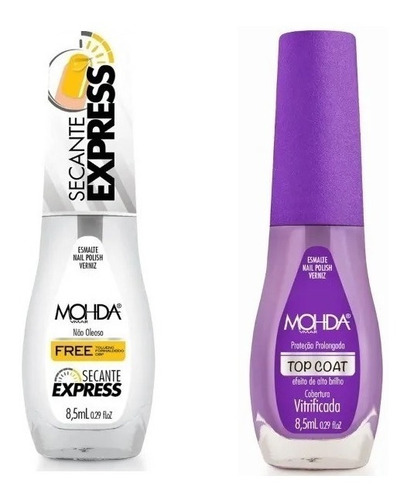 Mohda Esmalte Secante Express + Base Vitrificada Top Coat Cor Incolor