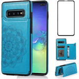 Funda Para Samsung Galaxy S10 - Celeste/ Mandala + Tarjet...