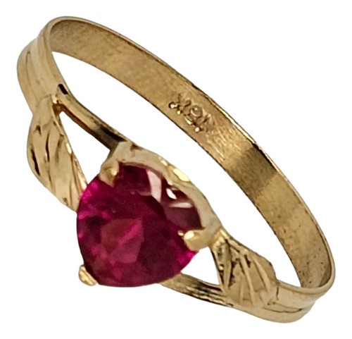 Anillo De Oro 18k Cintillo Corazón 1.2 Gr Joyas Regalo Mujer