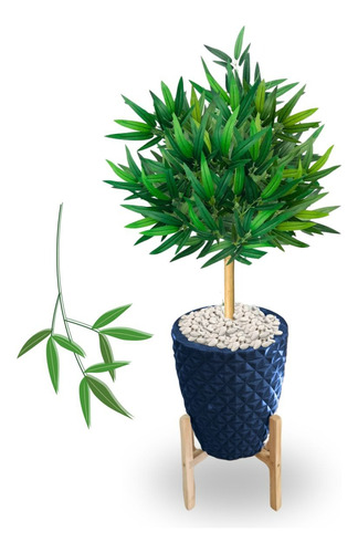 Planta Artificial Bambu Da Sorte Real Toque Com Vaso Preto