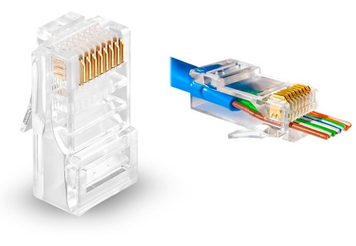 Fichas Conector Rj45 Canalizada Pasante No Fallan Cat5e X10u