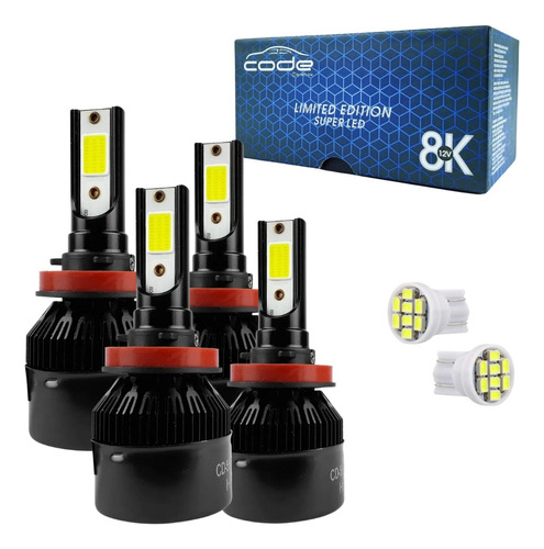 Kit 4 Lâmpada Ultra Led Super Farol Alto Baixo + Milha 8000k