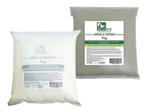 Kit Argila Branca E Argila Verde 1kg Cada - Dermare