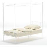 Base De Cama Con Dosel Blanca Individual Weehom