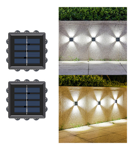 4x Arandela Solar 4 Focos Parede Slim 12 Fachos Led Externa