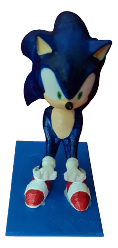 Figura Sonic Posa Celular Impresa En 3d Y Pintada A Mano