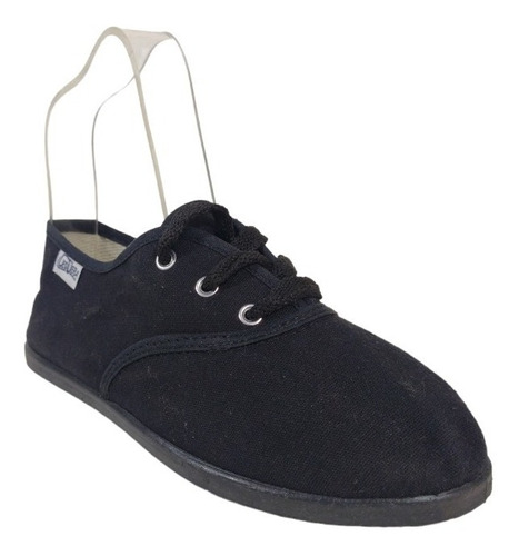 Alpargatas De Lona Inyectadas Cordones 34 35 Y 40 Negro