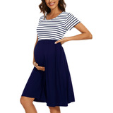 Wooxio Vestido De Maternidad De Manga Corta Para Mujer, Ropa