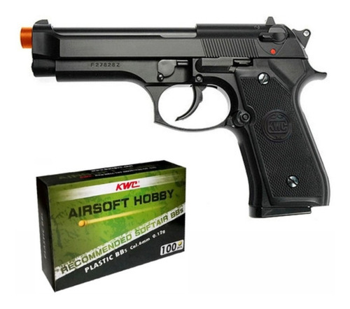 Pistola Airsoft Beretta Kwc M92 6mm Mola Spring + Bbs