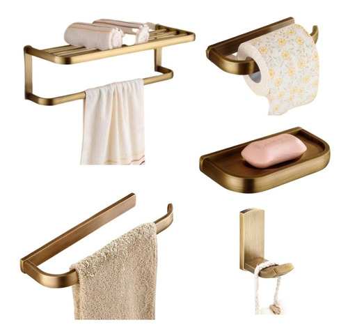 Set De Accesorios Para Baño Bronce Moderno De Diseño